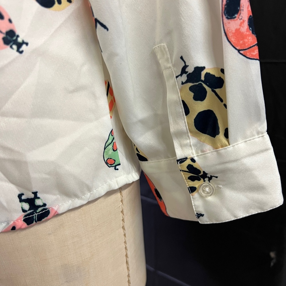 Modcloth L Ladybug Print Button Down Blouse - image 5